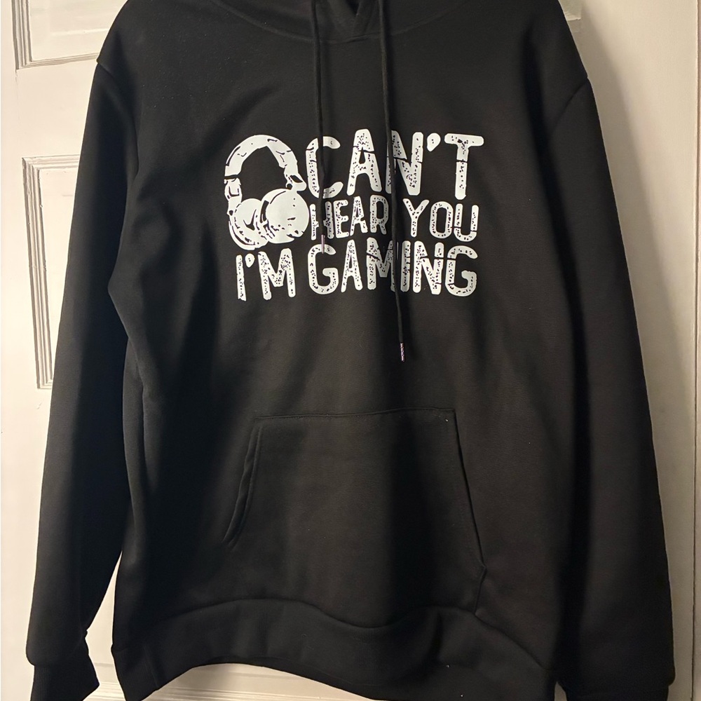 SHEIN Black Graphic Gamer Crewneck Hoodie